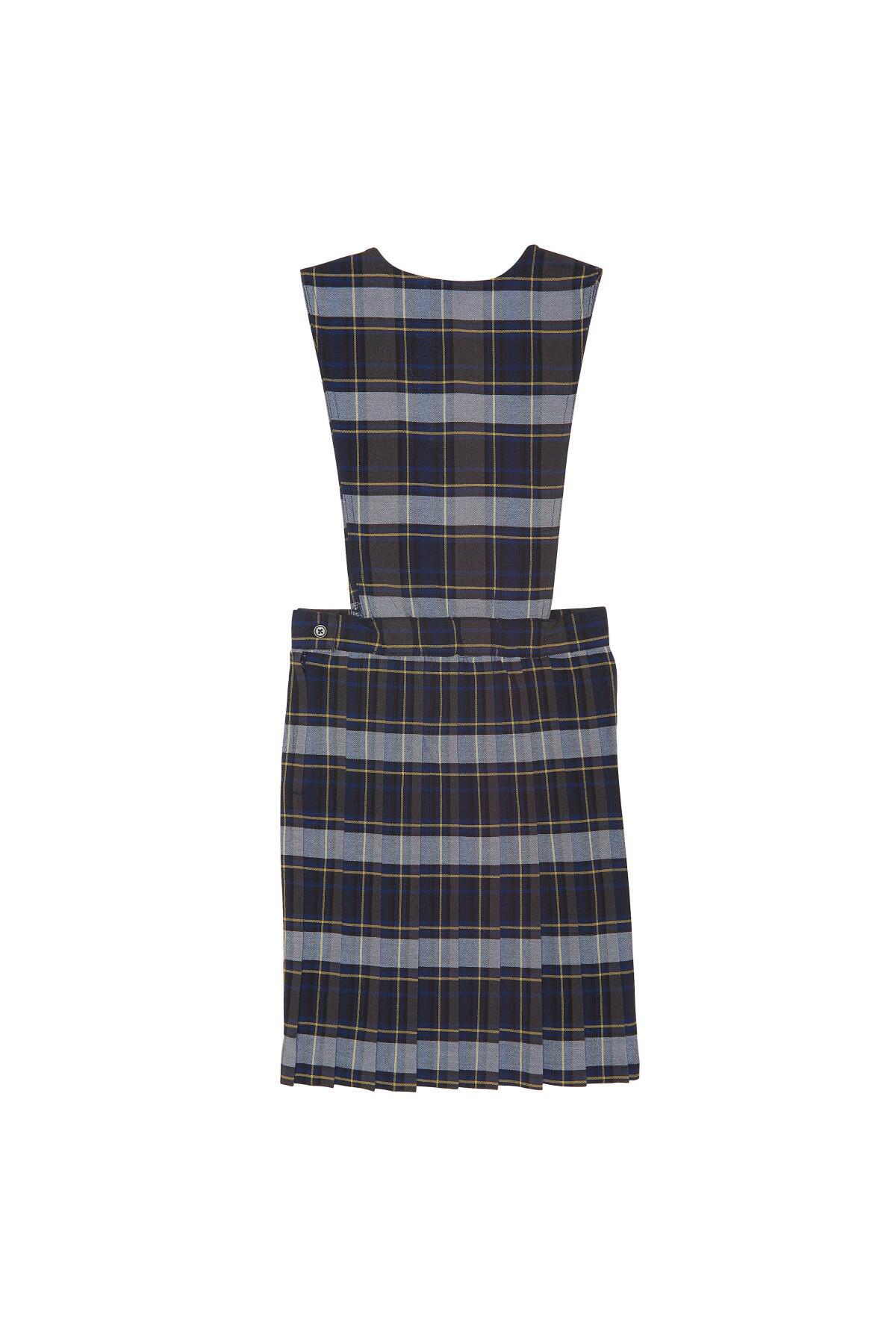 Plaid V-Neck Pleated Jumper - French Tooast