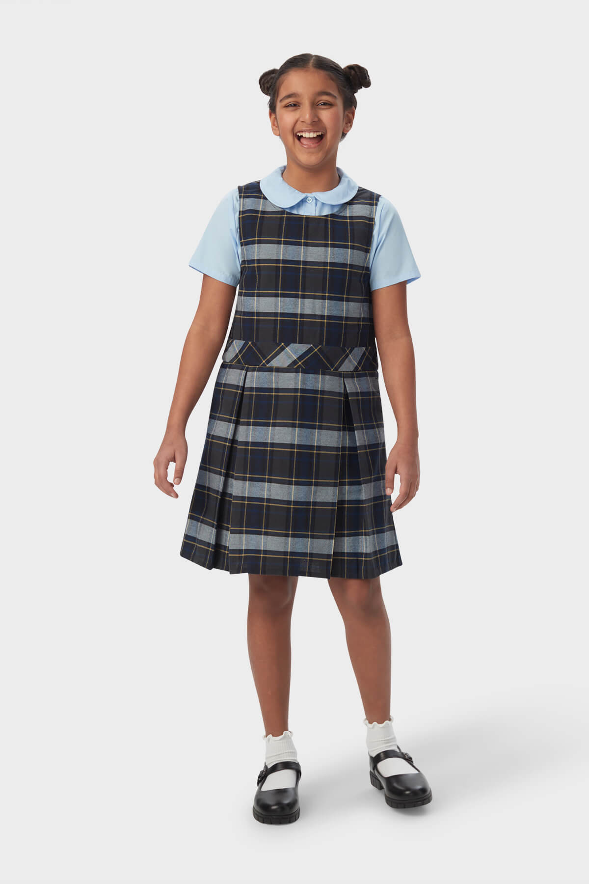 Plaid Box Pleat Jumper - French Tooast